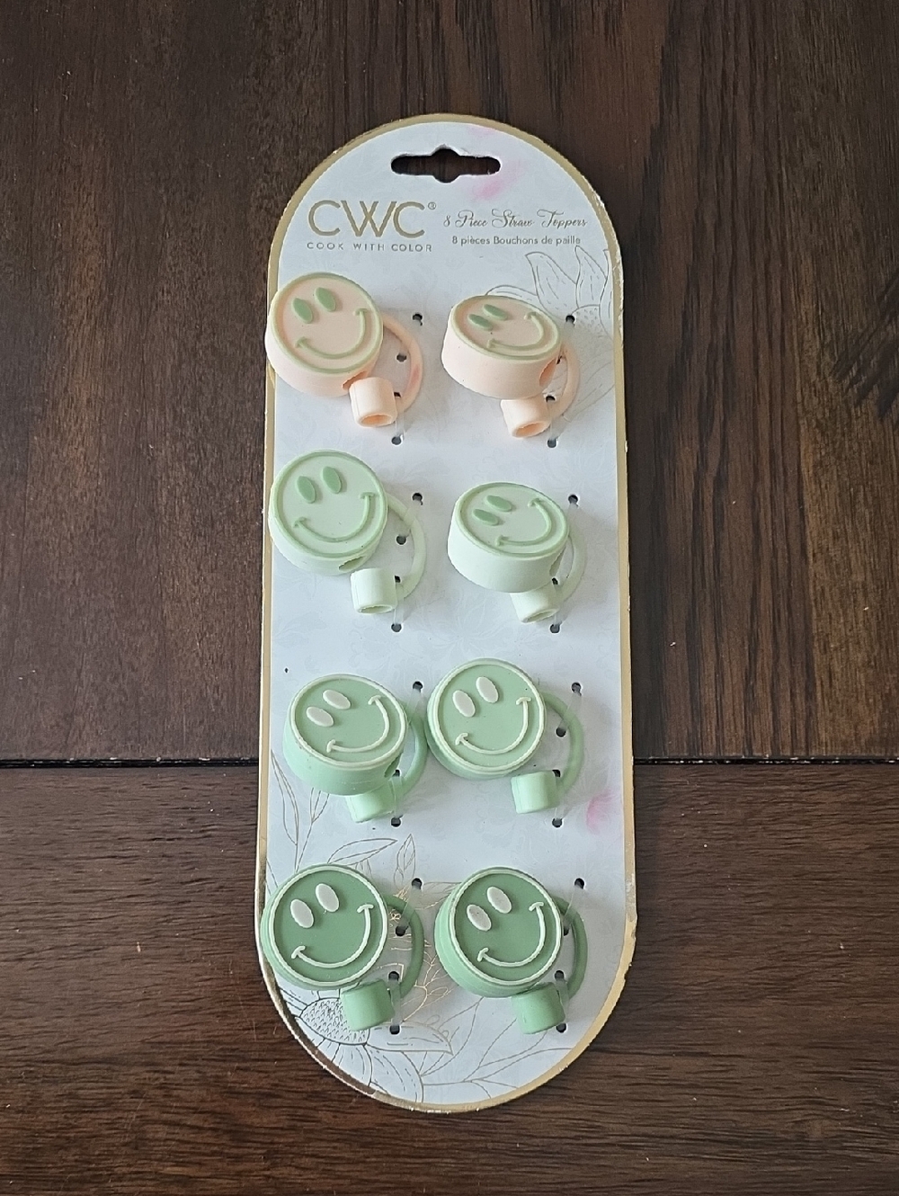 CWC Smiley Face Silicone Straw Topper Set